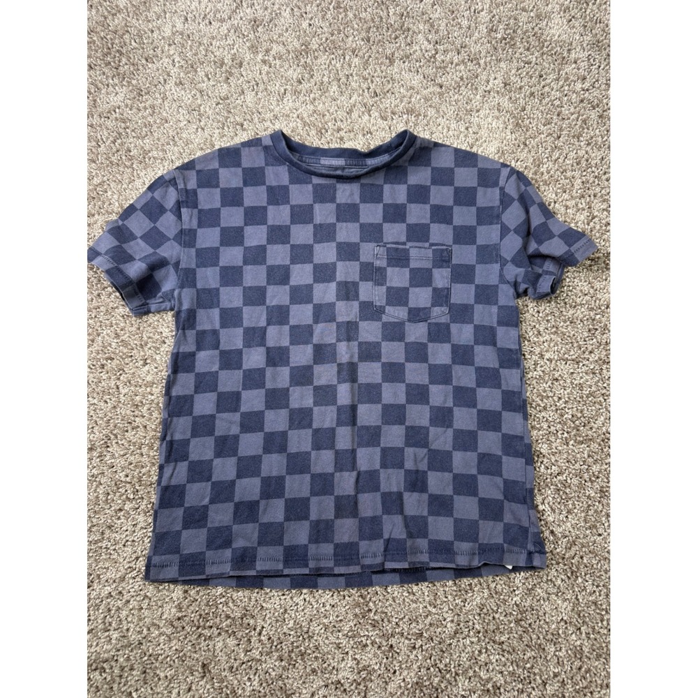 GAP Teen Boys Size 8 Blue Checkered Short Sleeve Pocket T-Shirt Checkerboard